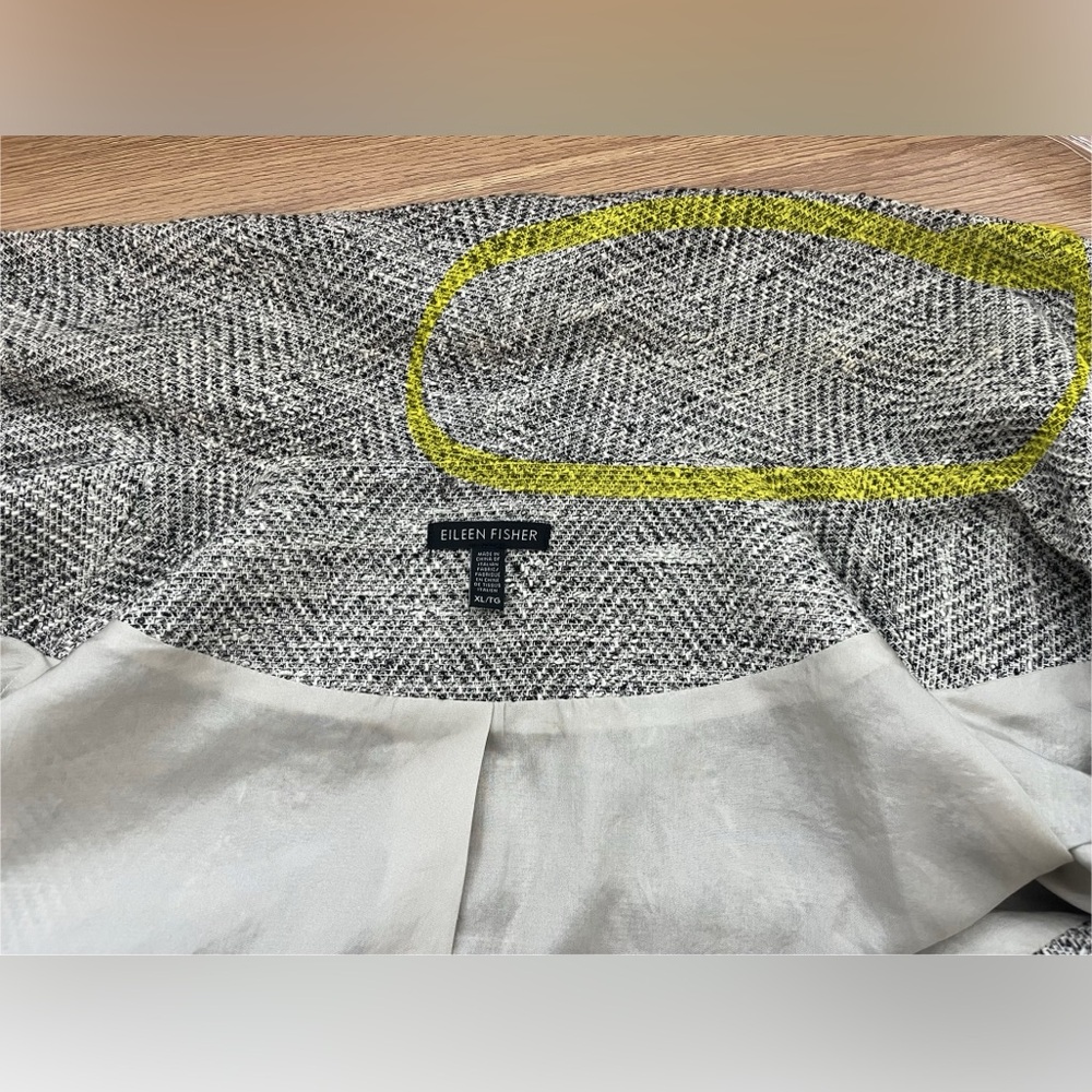 Eileen Fisher Blazer Jacket Soft White Black Italian Tweed Cotton XL Draped - Picture 11 of 11